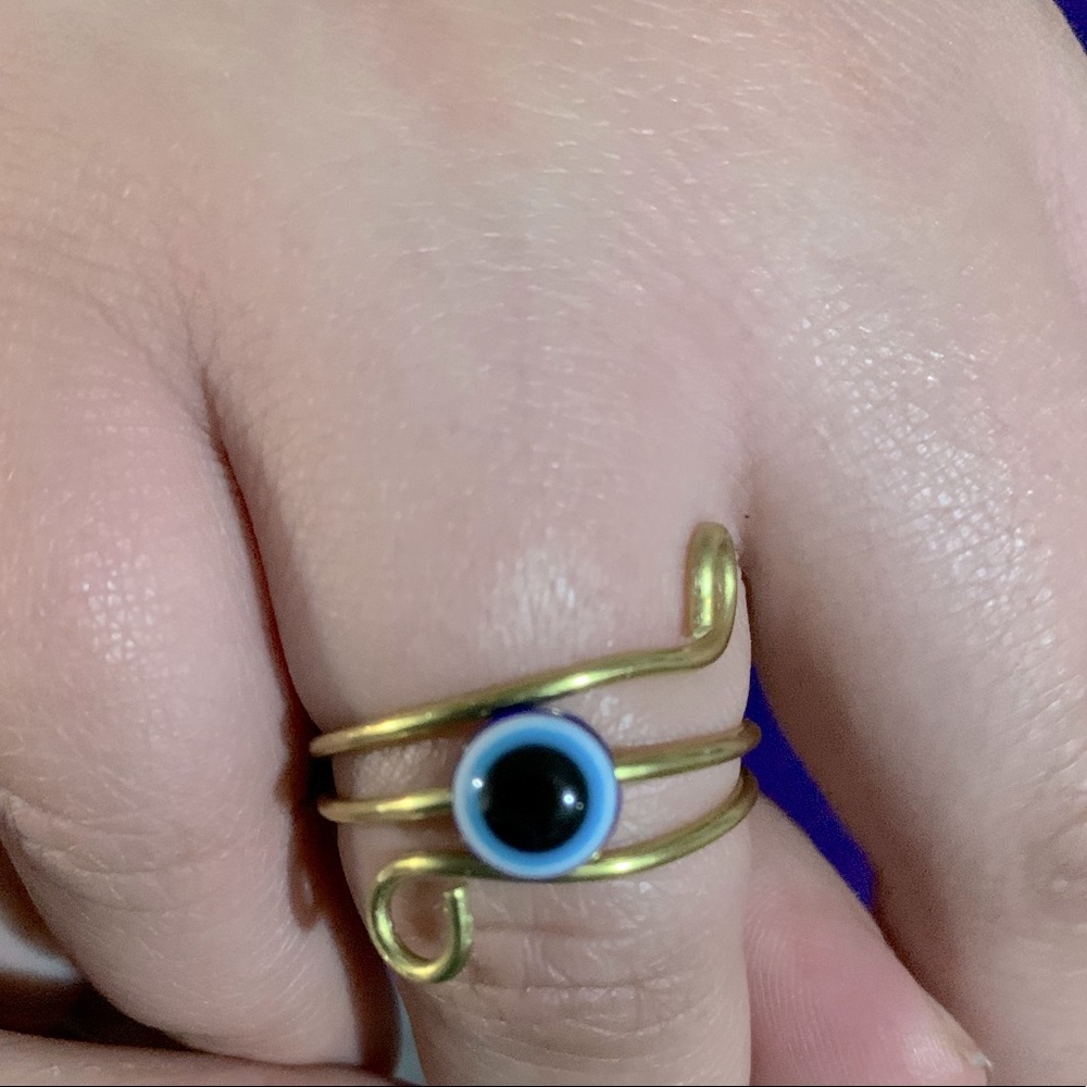 Handmade /made to order stainless steel evil eye ring non tarnish